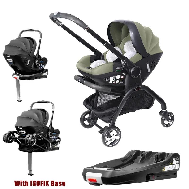 Poussette 4-en-1 avec base ISOFIX expédiée depuis l'UE, siège auto pour enfant, poussette de luxe po