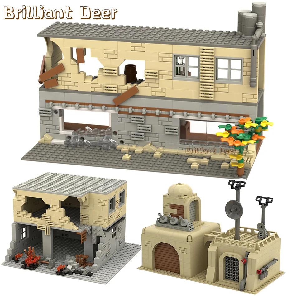Edifs en ruinés abandonnées MOC WW2 Pubg Base militaire scènes de bricolage blocs de construction en