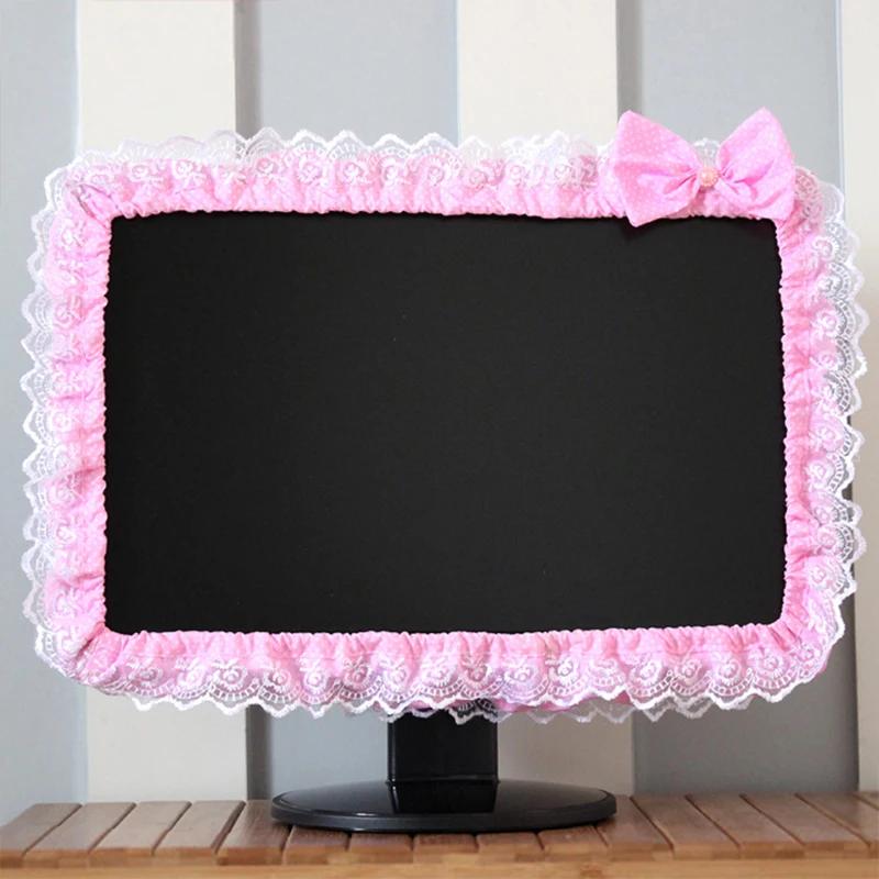 Couverture de cadre d'ordinateur en tissu dentelle, couverture anti-poussière pour écran de moniteur