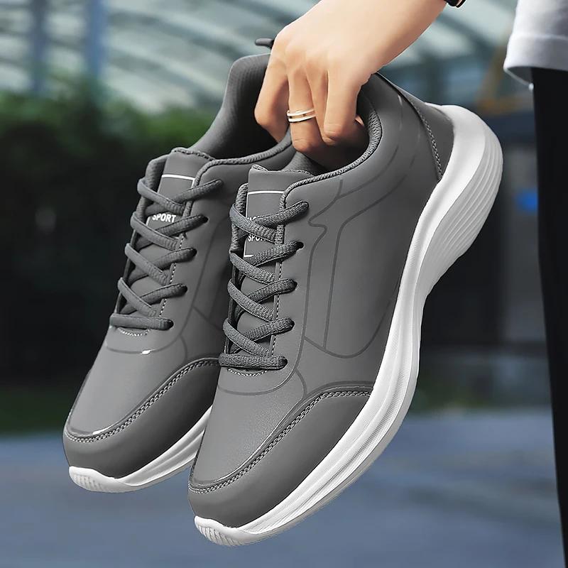2025 nouveaux hommes légers baskets en cuir décontractées antidérapant respirant mâle chaussures de