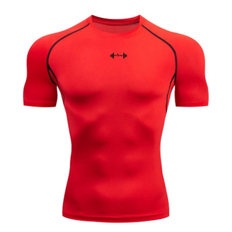 T-shirt de compression pour homme à manches courtes, absorbant, pour le sport, la gym, le fitness, l