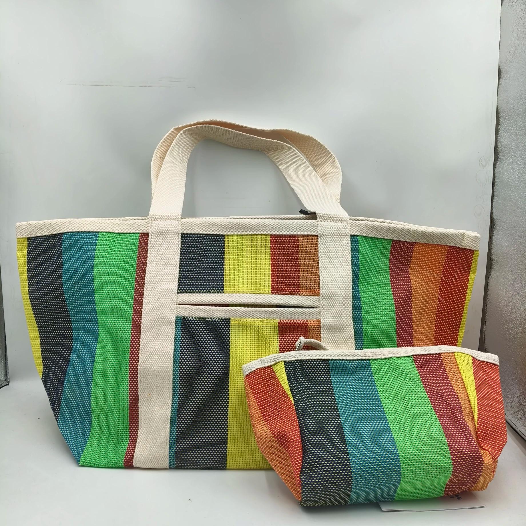 Sac à bandoulière rayé de couleur de haute qualité, grande capacité, sac de rangement, sac de shoppi