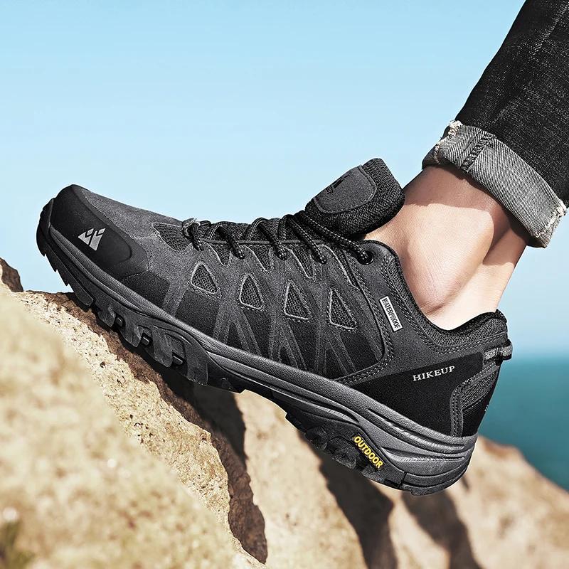 HIKEUP nouveauté hommes chaussures de randonnée respirant à lacets Trekking mâle amorti en plein air