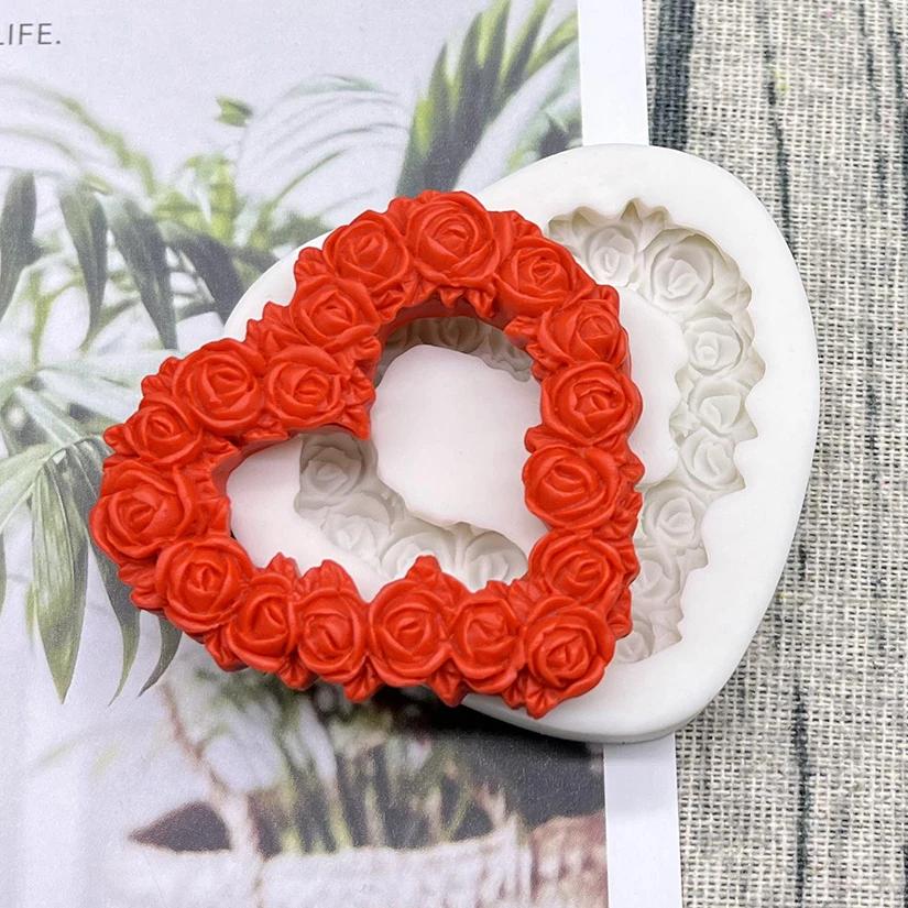 Moule en silicone en forme de cœur de rose pour la pâtisserie, outils pour la résine, moule à cupcak