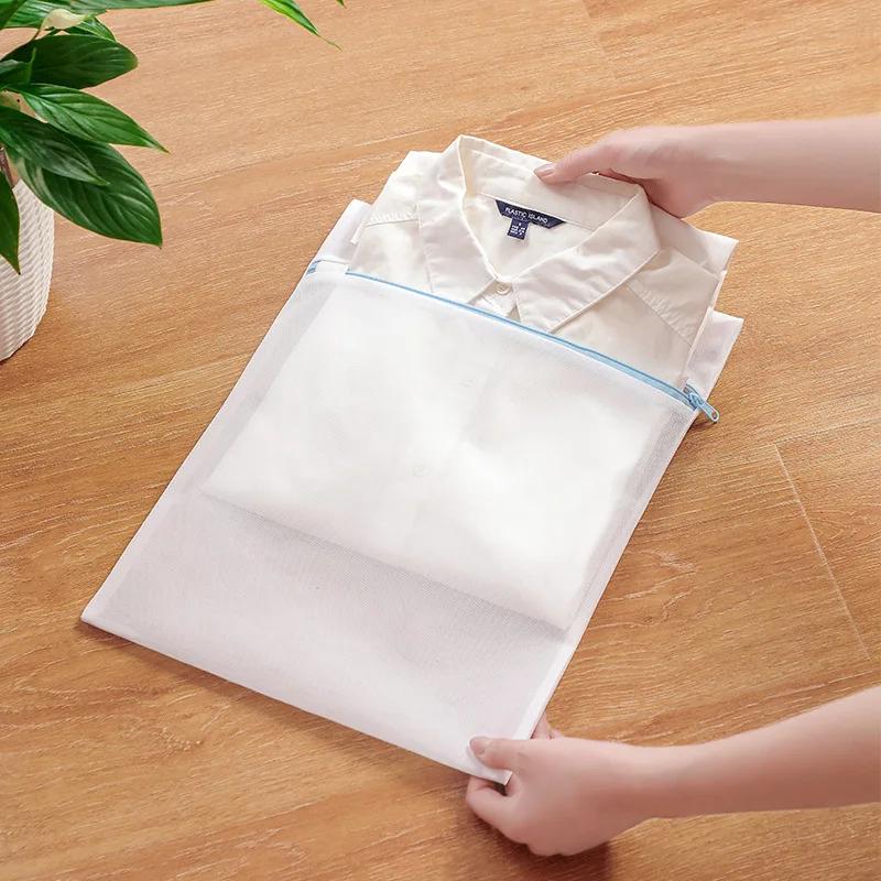 Sac à linge bleu à fermeture éclair, maille Fine, sacs de rangement de haute qualité, nettoyage des