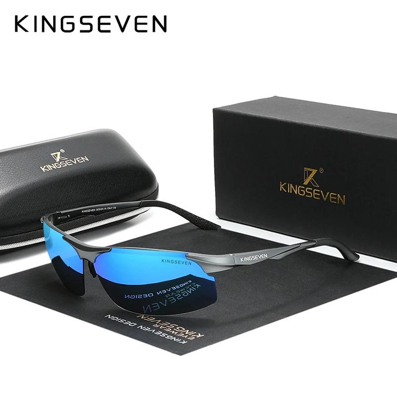 KINGSEVEN cyclisme polarisé UV400 lunettes de soleil hommes en aluminium conduite miroir lentille mâ