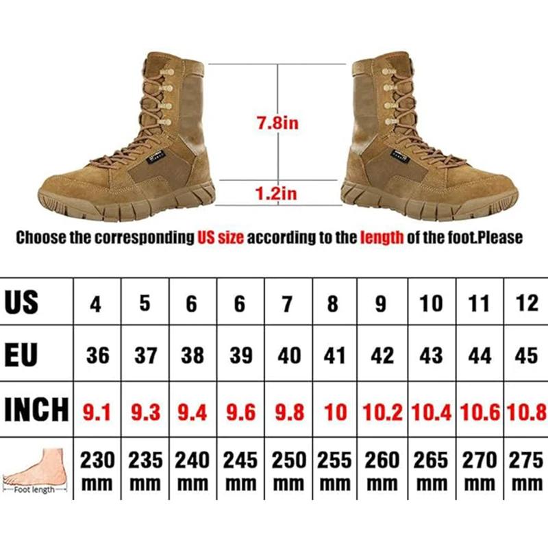YEVHEV PAVEHAWK Bottes tactiques de 8 pouces pour hommes, bottes militaires légères et décontractées