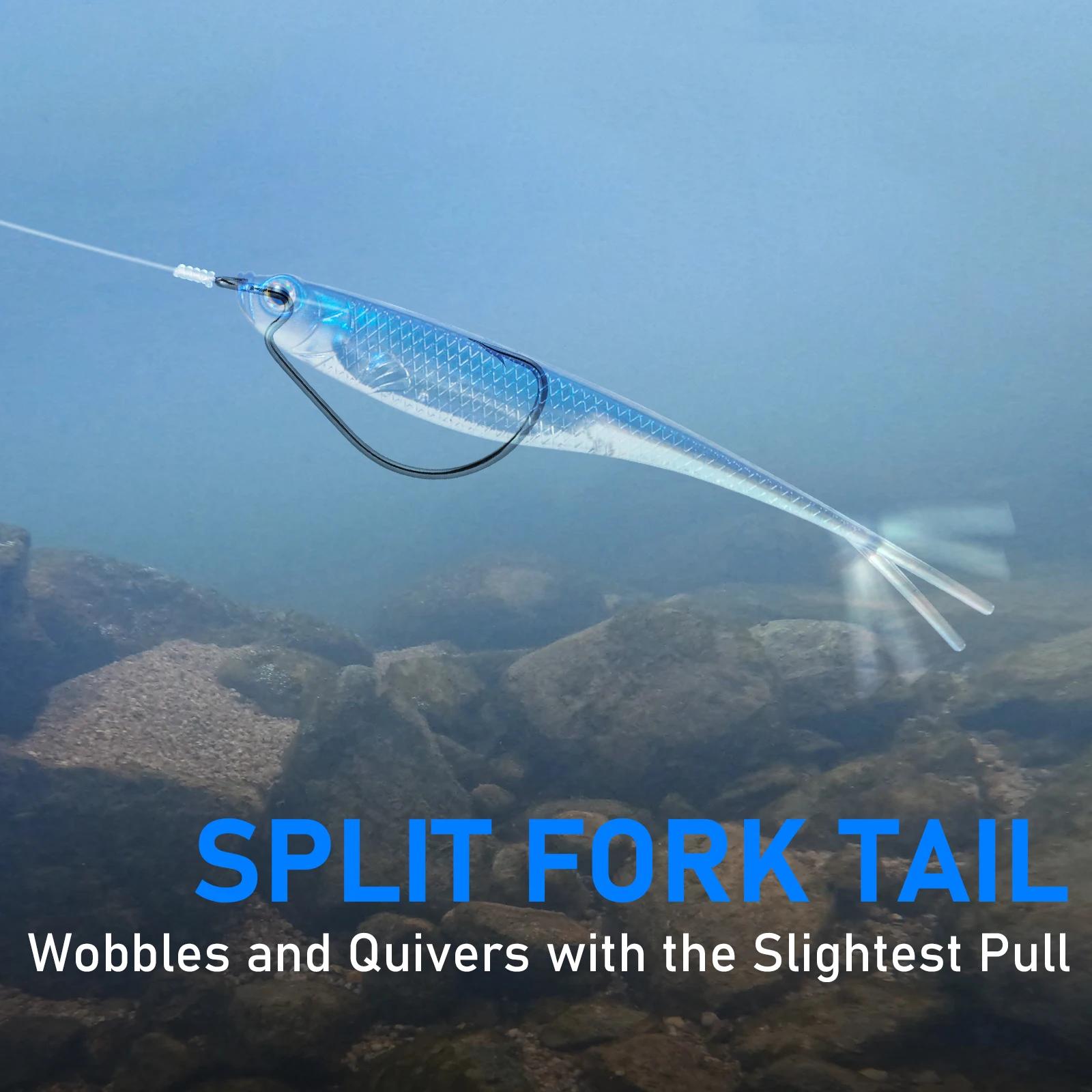 Dr.Fish 5/6 pièces pêche leurre souple en plastique fourchette d'eau salée queue goutte tir Silicone