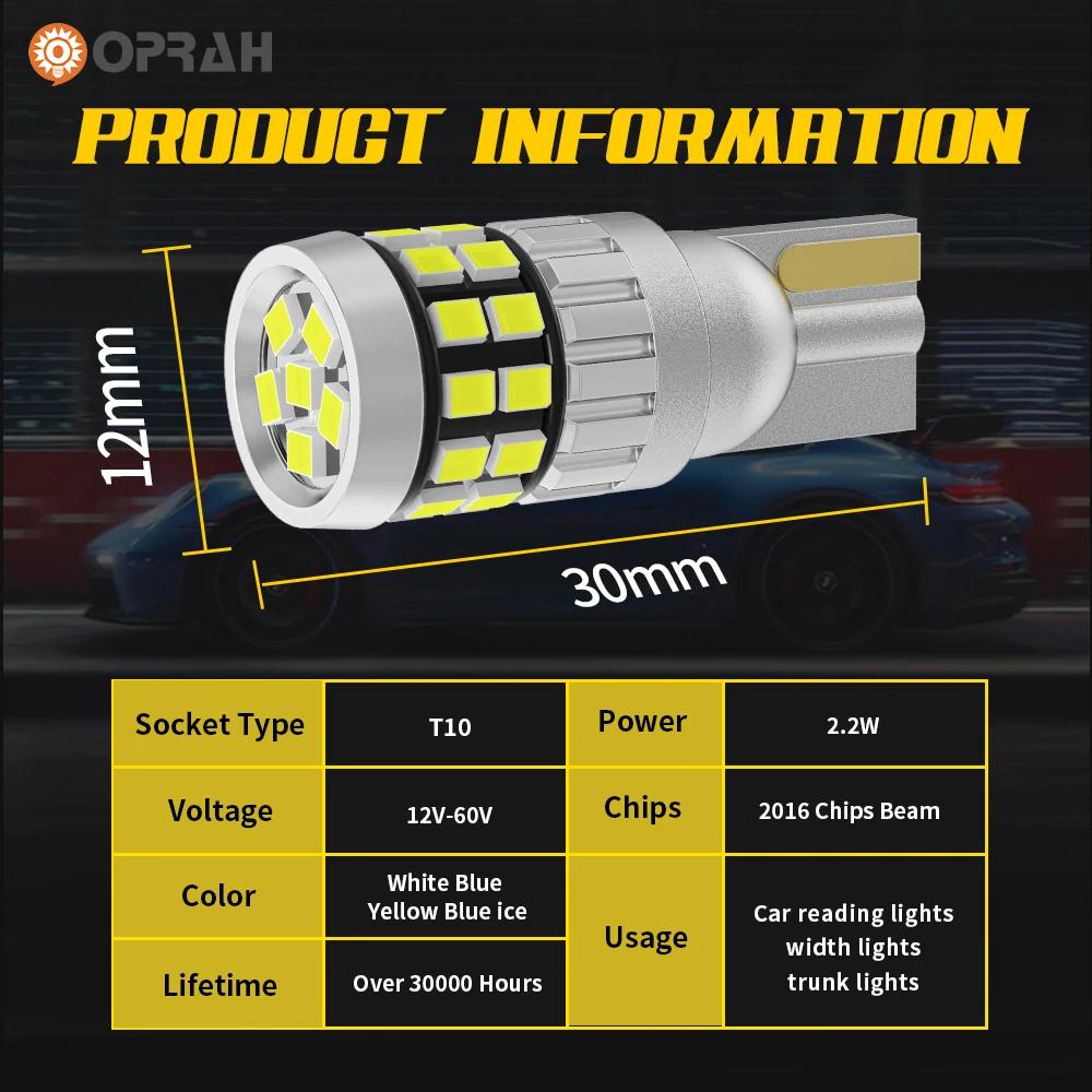 Oprah 2 pièces LED 12V 24V T10 W5W lumières voiture intérieur lecture ampoules Canbus sans erreur po