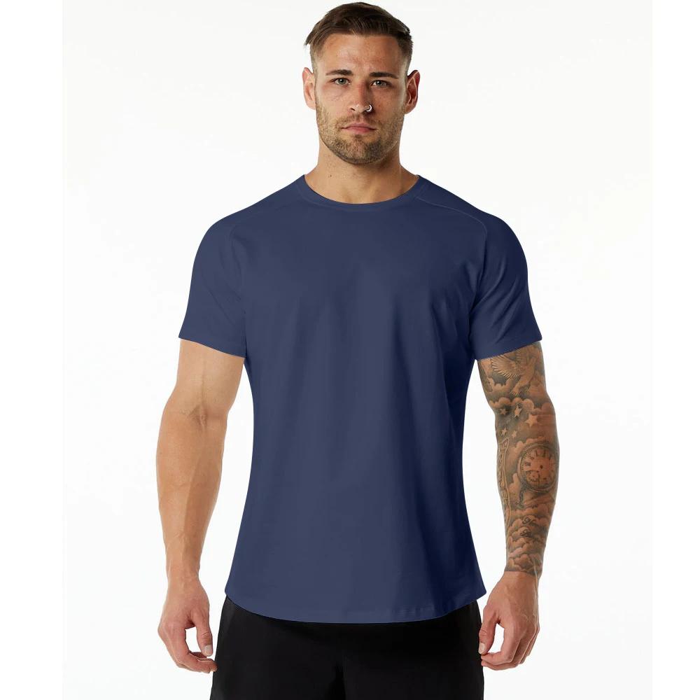 T-shirt en coton pour homme, couleur unie, qualité supérieure, manches courtes, pour le sport et le