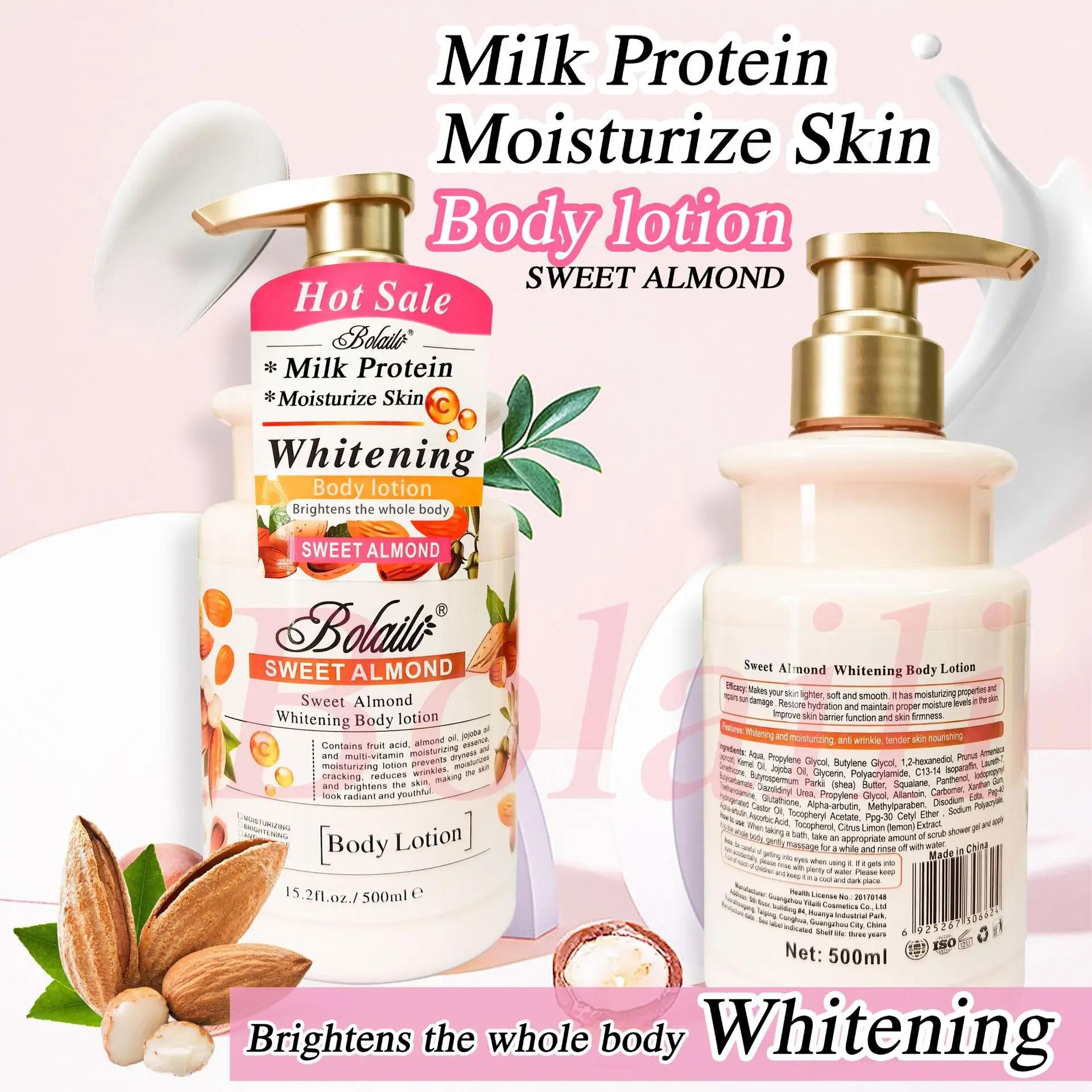 Lotion et gommage pour le corps blanchissant à l'amande, 500ml, exfoliant, hydratant, éclaircissant