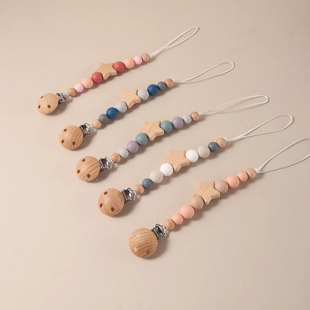 Chaîne de sucette étoile, clip de sucette perlé, porte-sucette Anti-perte pour bébés, nourrissons et