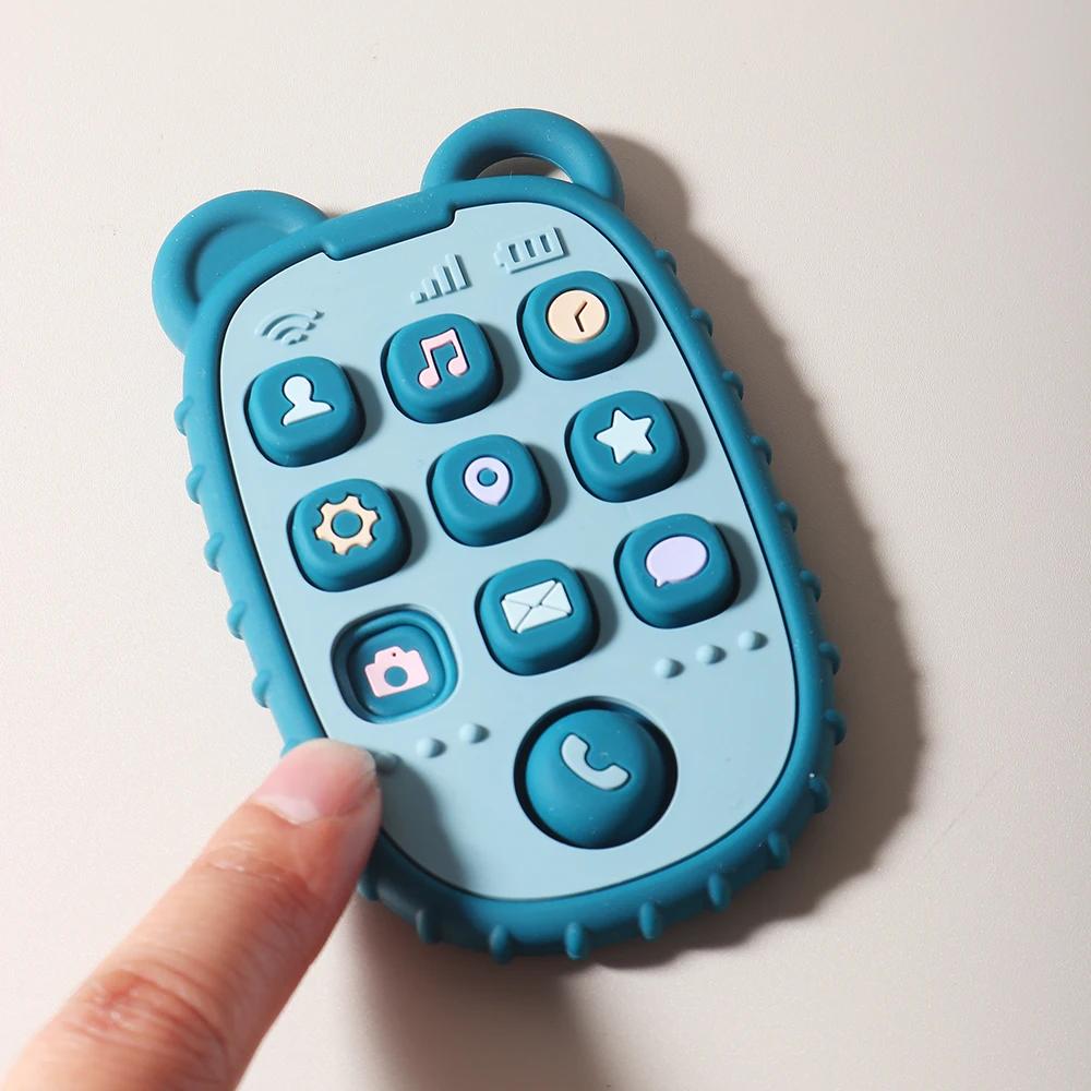 Anneau de dentition en Silicone en forme de téléphone portable pour bébé, jouet éducatif sensoriel p