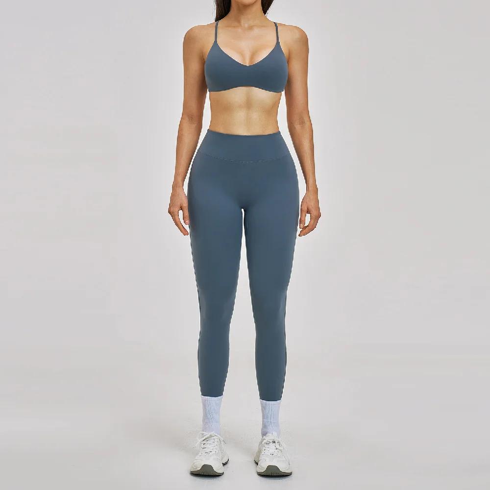 Ensemble de survêtement 2 pièces pour femme, tenue de yoga, vêtements de sport, leggings taille haut
