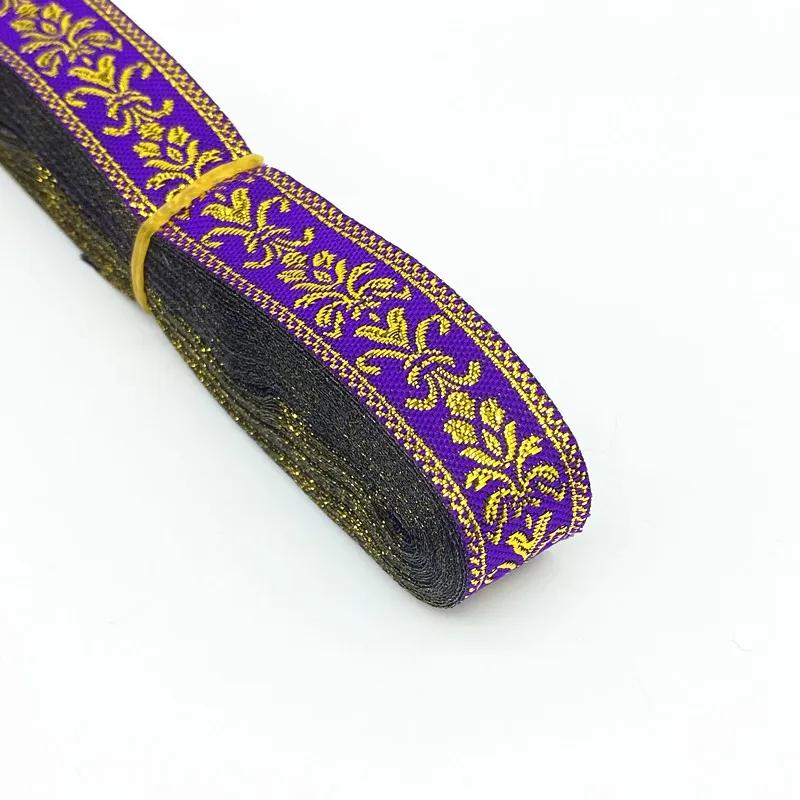Ruban brodé ethnique Vintage, couleur or argent, 7 yards, 20mm 25mm, garniture en dentelle Boho, sac