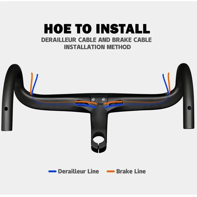 TOSEtransmith-Guidon intégré en fibre de carbone pour vélo de route, barre de poignée ultralégère av