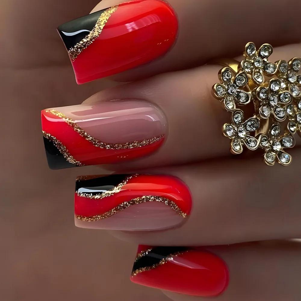 24 pièces presse sur ongles fleur Design mi-long Ballet faux ongles mode marron couverture complète