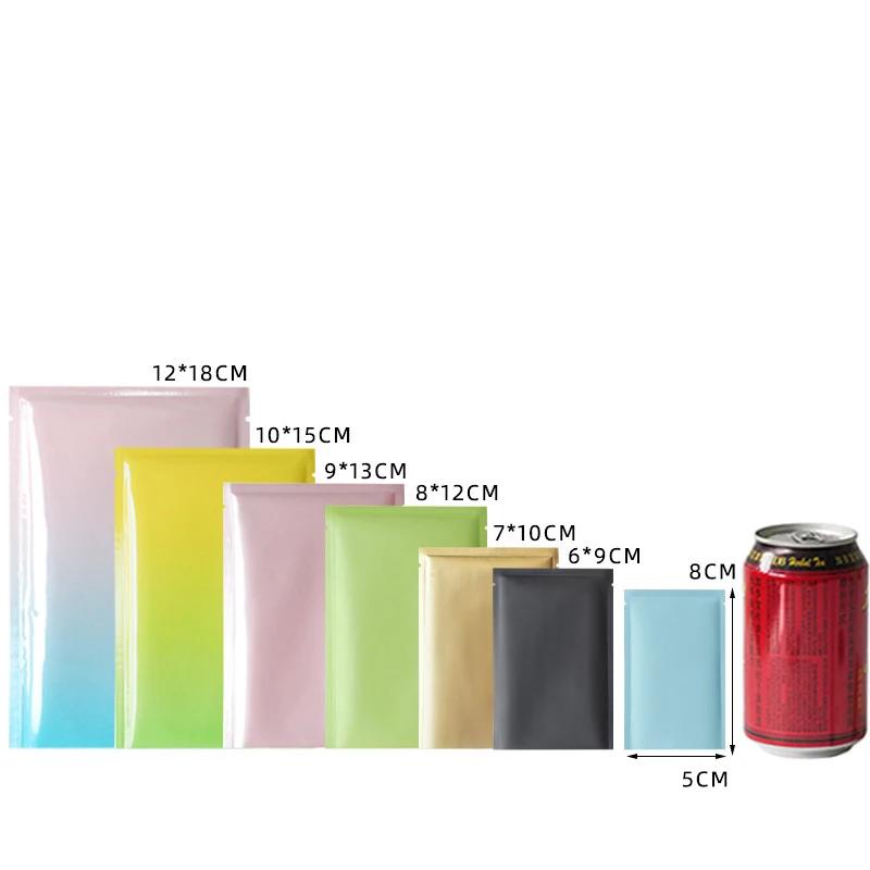 TETP 100 pièces petit Film d'aluminium coloré sac ouvert supérieur poudre thermoscellée bonbons thé