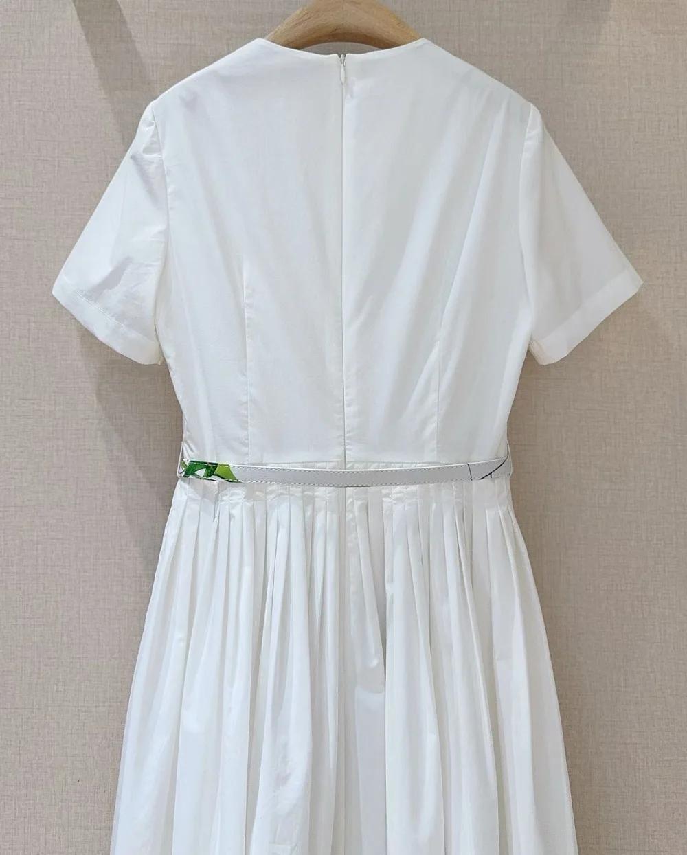 Top qualité nouveau 2026 printemps été robe femmes feuilles vertes imprimé fleuri poche Patchwork ma