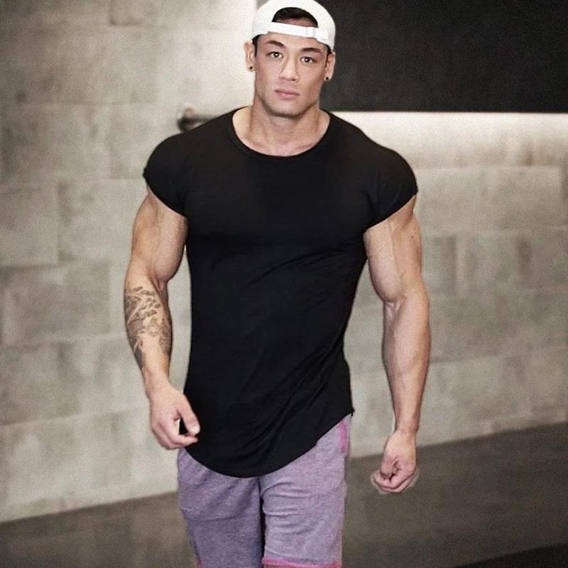 T-shirt manches courtes coton pour musculation homme - Respirant et solide pour fitness décontracté