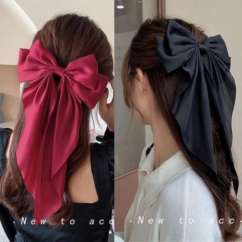 Pince à cheveux en mousseline de soie pour femmes, grand nœud papillon, épingle à cheveux, Barrettes