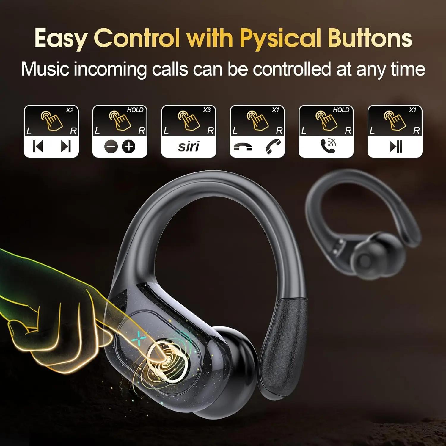 TWS sport écouteurs Bluetooth 5.4 HIFI basse sans fil casque LED tactile mains libres écouteur suppr