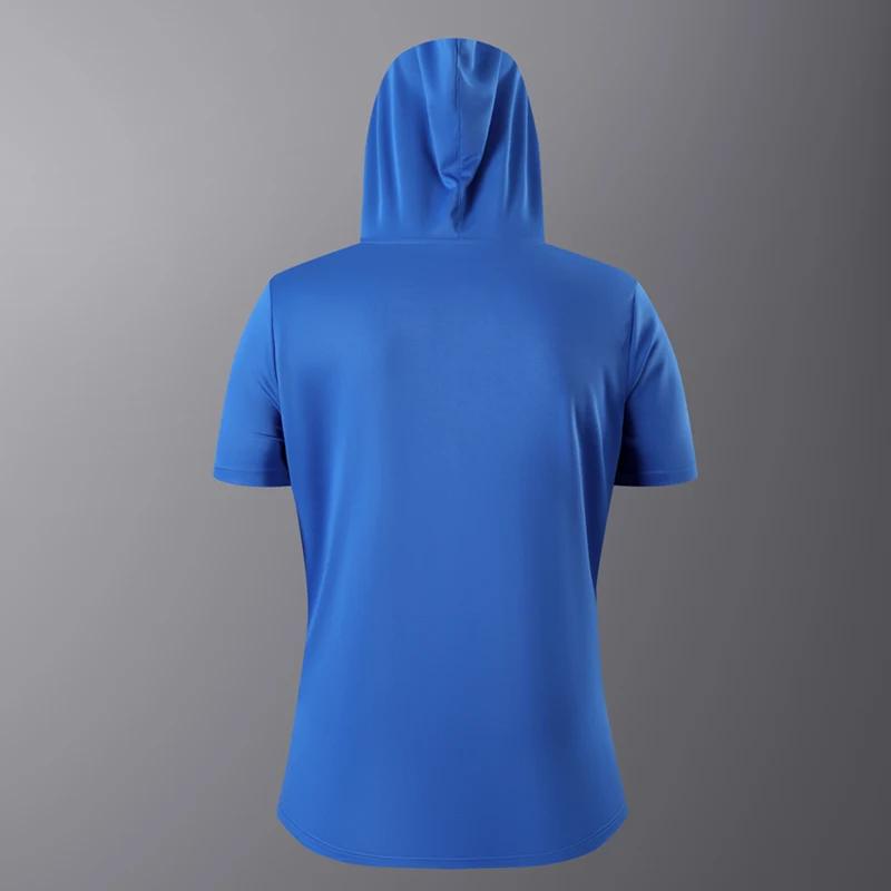 Nouveau T-shirt à capuche d'été pour homme, à manches courtes, coupe ample, couleur unie, léger, res