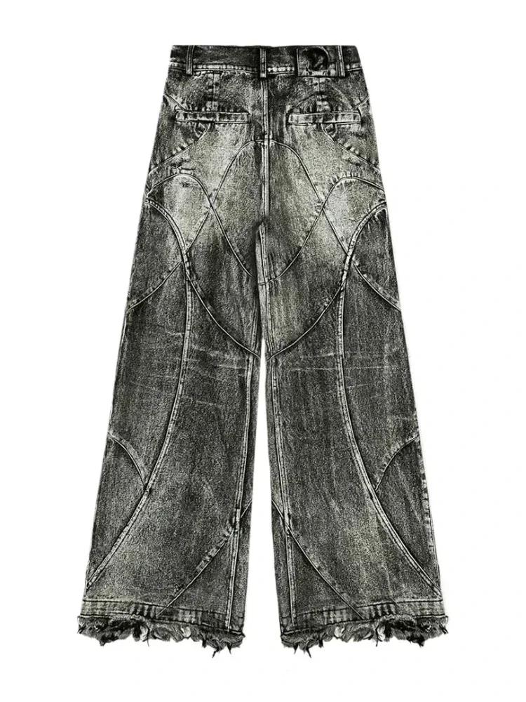 Jeans vintage Y2K streetwear punk hip hop pour femmes, pantalon grunge baggy déchiré, denim délavé,