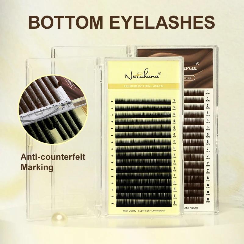 NATUHANA Extension de cils inférieurs individuels naturels doux sous les cils J Curl 5-8 mélange de