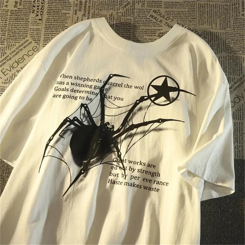 Y2K coréen Streetwear araignée graphique Acubi Harajuku Egirl Grunge esthétique col rond à la mode à