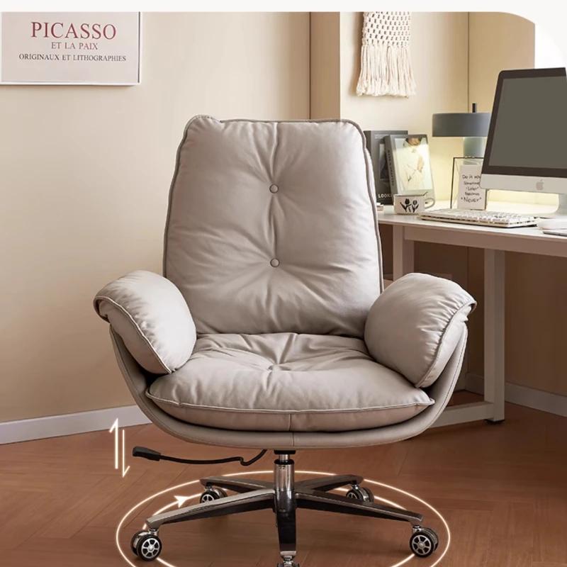 Roues nordiques chaise De bureau accoudoir réglable étude chaise Portable en cuir confortable exécut