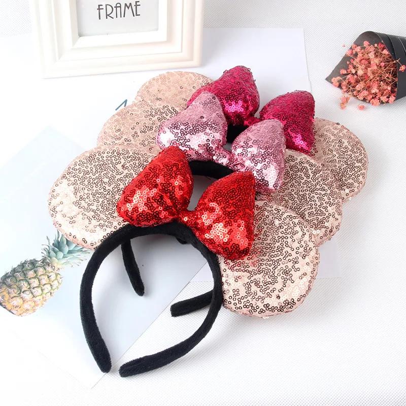 Minnie Mouse oreilles bandeau grande taille paillettes arc femmes fête fille bandeau Festival chaud