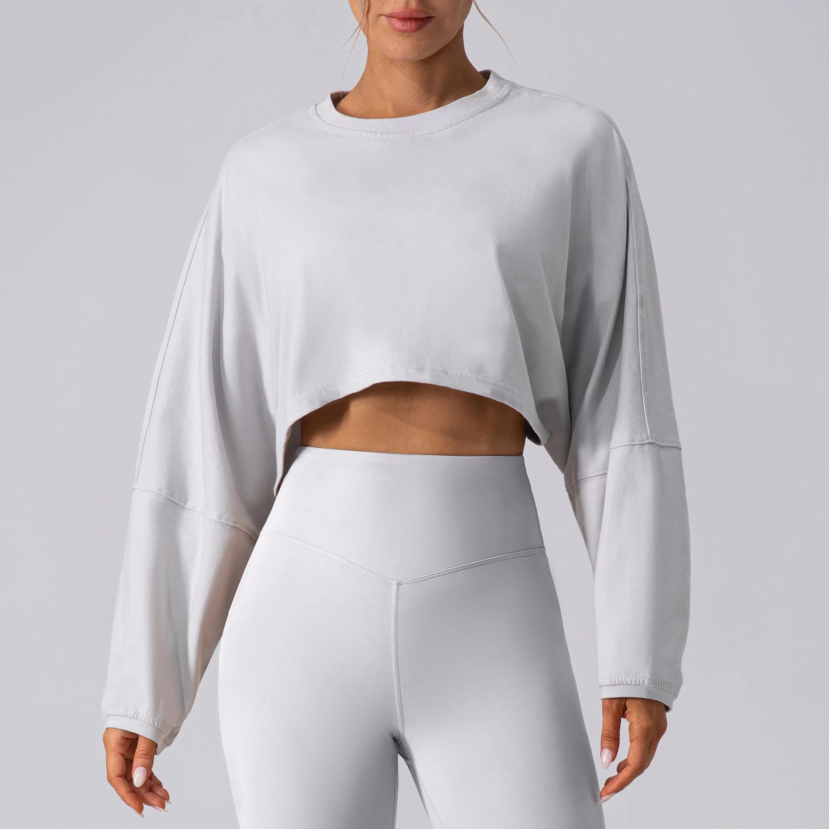 Femmes sport haut court à manches longues T-Shirts Yoga hauts amples vêtements de sport en plein air