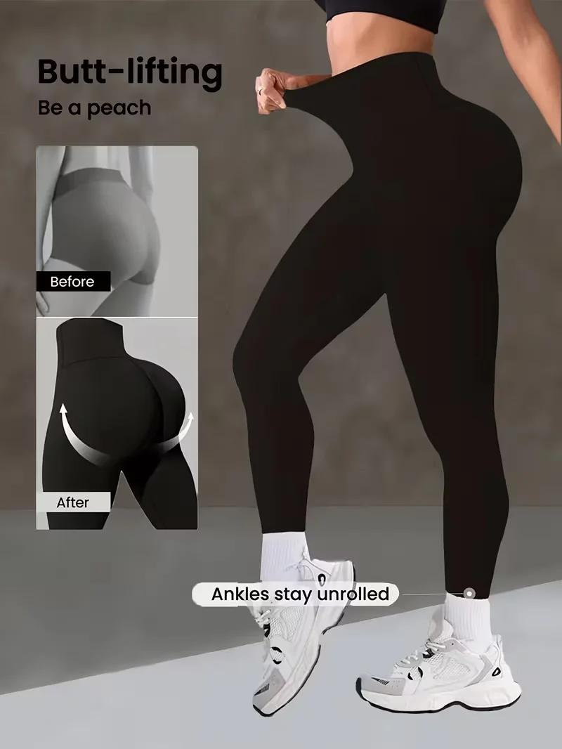 Leggings de sport pour femmes, taille haute, effet push-up, extensibles, idéaux pour la course à pie