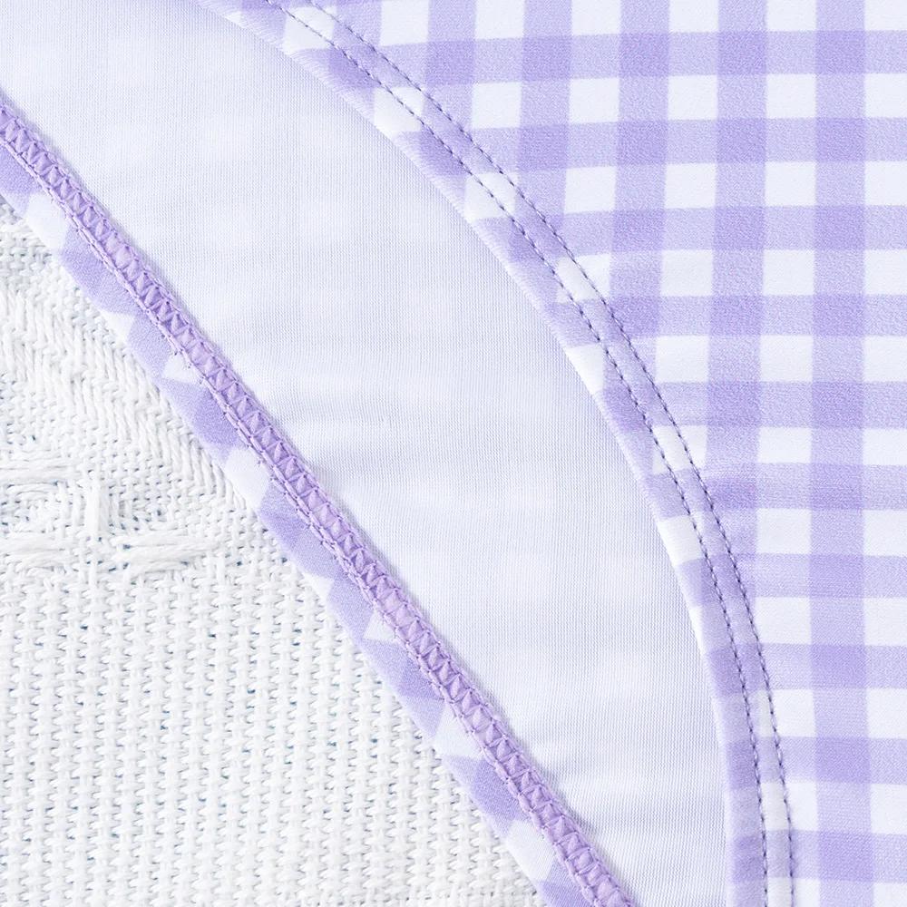 Mode épaule inclinée Plaid adolescentes une pièce maillot de bain 5-14 ans été enfants maillots de b