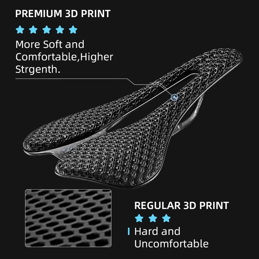 RYET-Selle de vélo en fibre de carbone ultralégère imprimée en 3D, siège pour VTT, route en gravier,