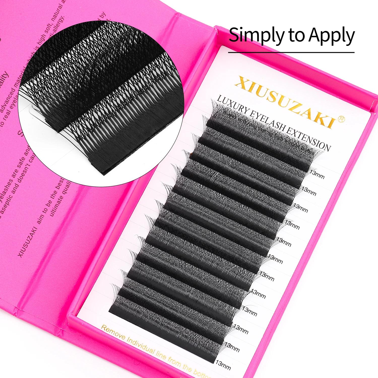 XIUSUZAKI 5 plateaux/lot 5DW Extensions de cils noir mat en forme de W ventilateurs de Volume préfab