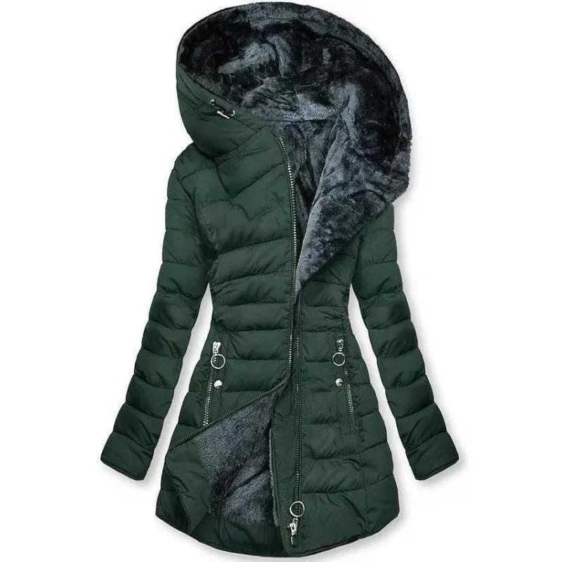 Nouvelle veste en coton mi-longue pour femme, collection automne-hiver 2026, cintrée, ajustée, à cap