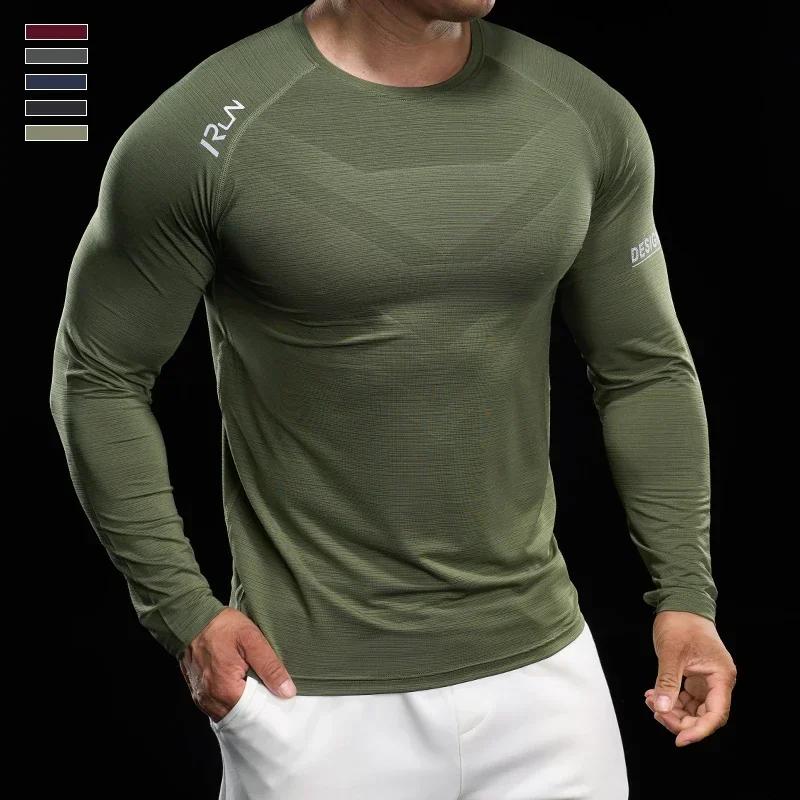 Chemise de compression à manches longues pour hommes, t-shirt de course, survêtement de jogging, che