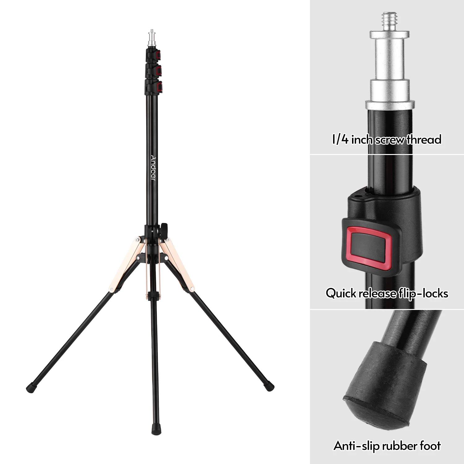 Andoer 190 cm/74.8 pouces Portable en alliage d'aluminium photographie support de lumière inversé pl