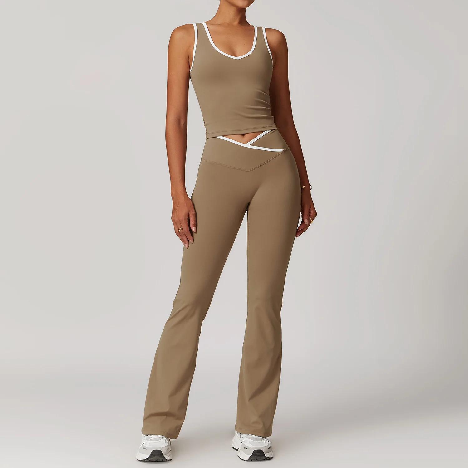 Ensemble yoga 2 pièces femmes fitness - Tenue sport leggings taille haute soutien-gorge athlétique