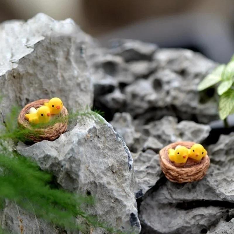 Mini nid avec oiseaux, bricolage, jardin féerique, Miniatures, Gnomes, mousse, Terrariums, Figurines