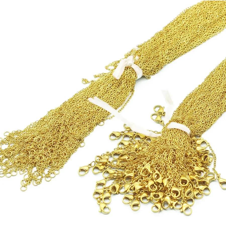 100 pcs/Lot en vrac en gros 304 en acier inoxydable couleur argent 45-50 cm lien de câble Rolo chaîn