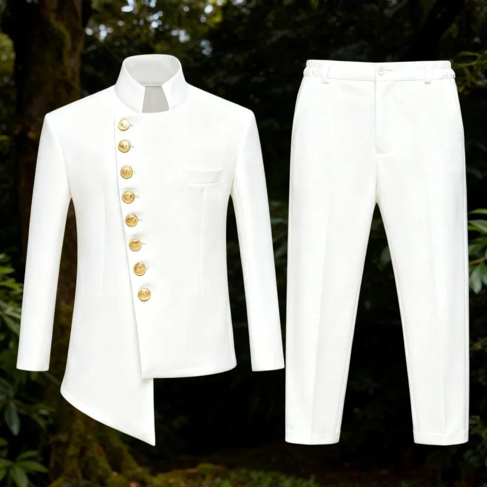 Ensemble de costume formel blanc luxueux pour enfants, nouvelle collection hiver, 2 pièces, blazer e