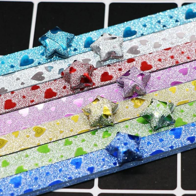 Bandes de papier Origami étoiles à paillettes, 140 feuilles, décoration étoile porte-bonheur, papier