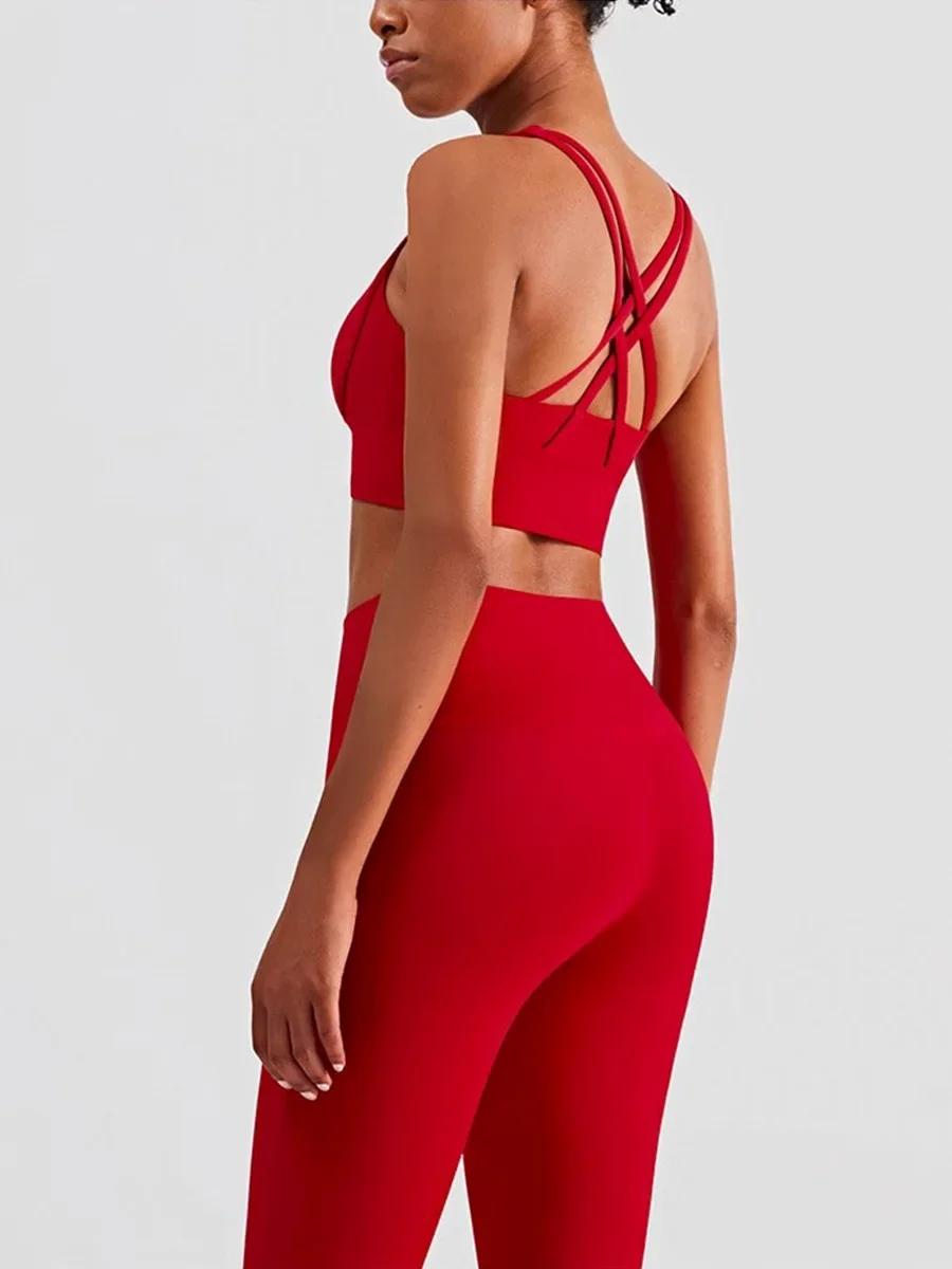 Costume Yoga 2 pièces femme - Tenue sport Pilates Fitness soutien-gorge leggings entraînement