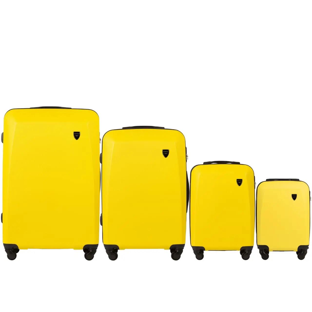 Lot de 4 roulettes WINGS PLOVER jaunes en ABS + (L/M/S/XS) rigides à 4 roues 360° ° Serrure à comb