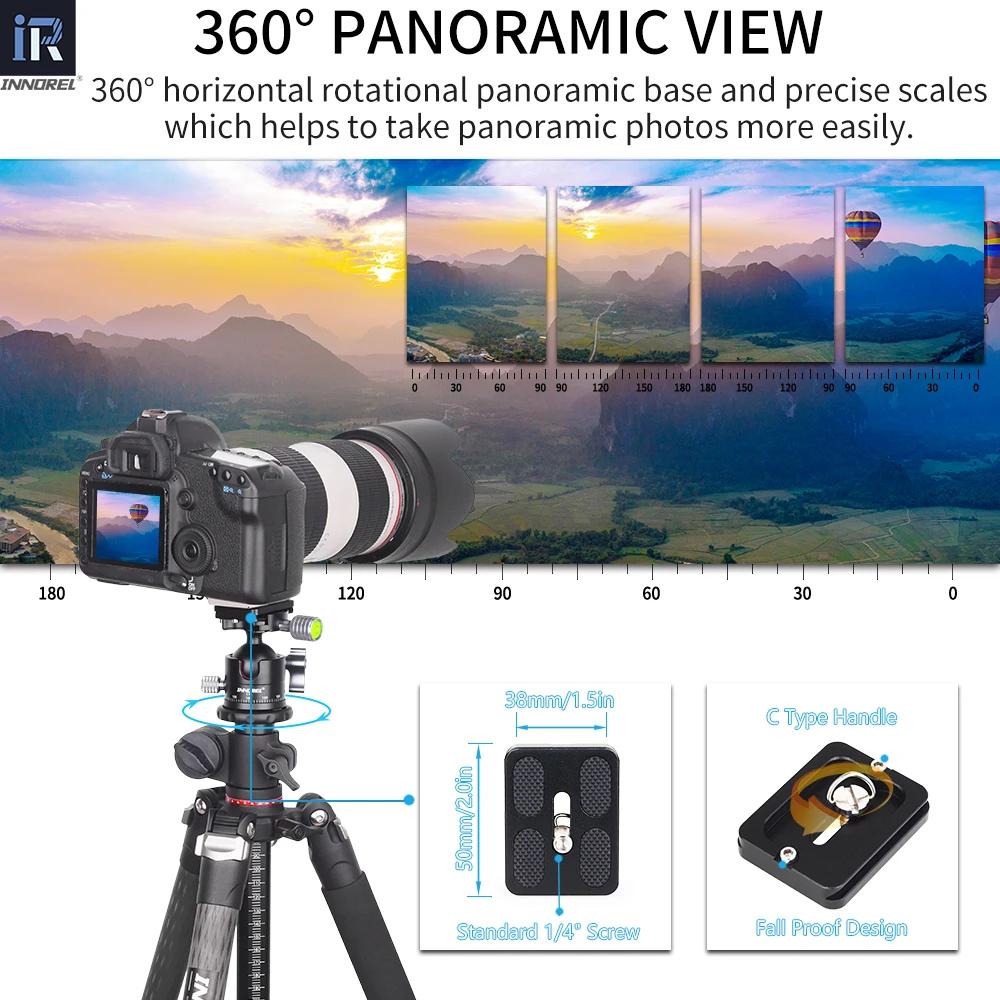 INNOREL C36 Rotule à profil bas 36 mm CNC Métal 360 ° Tête de trépied d'appareil photo panoramique