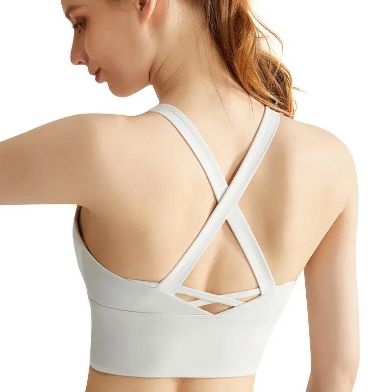 Soutien-gorge de sport à coussin fixe - Haute résistance antichoc pour course yoga fitness push-up