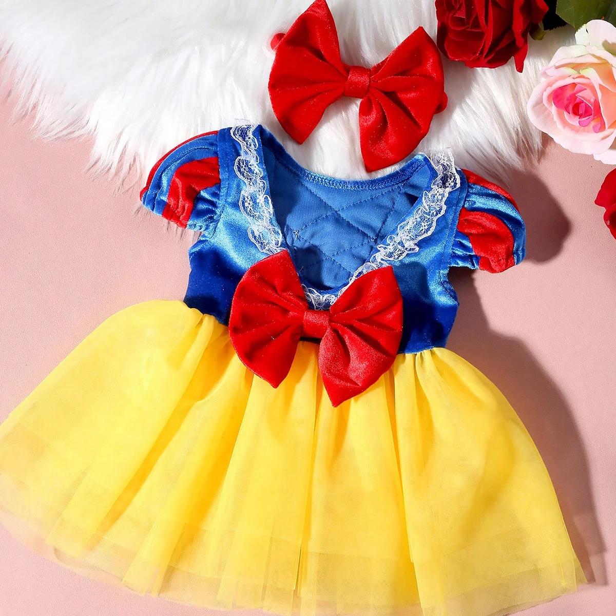 Ysteed nouveau-né nœud en mousseline de soie princesse robe rose bébé fille Photoshoot Costume acces